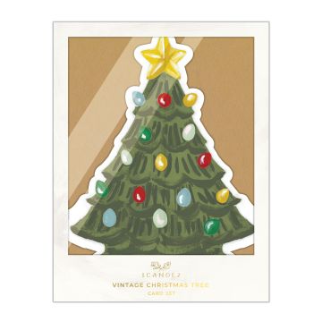 Vintage Christmas Tree Accordion Greeting Card Boxed Set